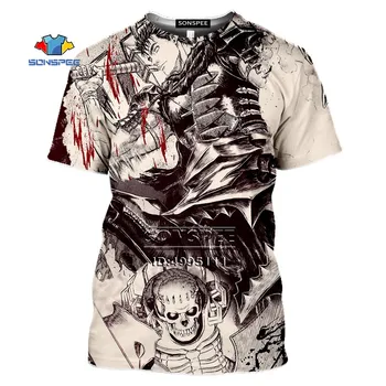 SONSPEE Lahe Koomiks Berserker Julgust Mõõk Warrior Paharet Tshirt Mehed 3D Print T-Särgid Naiste Suvel Tshirt Harajuku Vabaaja Tops
