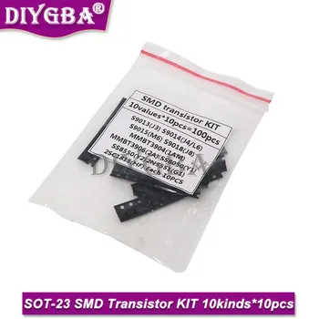 SOT-23: SMD Transistori KOMPLEKT Kokku 10kinds X10pcs=100tk S9013 S9014 S9015 S9018 MMBT3904 MMBT3906 SS8050 SS8550 2N5551 2SC1815 IC