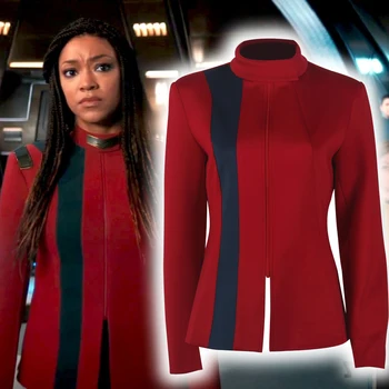 Star Discovery 4 Trek Cosplay Michael Burnham Starfleet Vormirõivad Top Särk Punane Kollane ST Cosplay Kostüüm Halloween