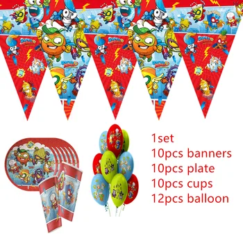 Superzings Teema Poole Asjade Ühekordsed Nõud Set Paber Plaat Cup Õled Partei Asjade Latex Balloon Superzings Mänguasi