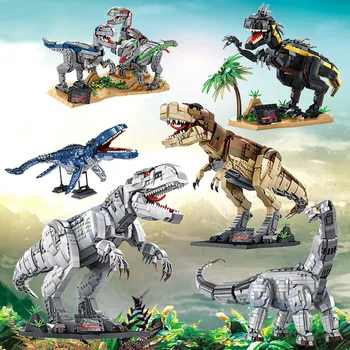 Suur Jurassic Dinosaurus Block Set Diy T-rex Indoraptor Mosasaurus Brontosaurus Hoone Telliskivi Jõulud Mänguasi Poistele Laste