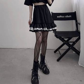 Suvine Magus Harajuku Valge Pits Kõrge Vöökoht Lady Midi Vooder Seelikud Must Gooti Y2k Tüdruk Mini Seelik Vabaaja Korea Fashion Riie
