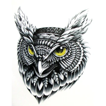 Sõidab Owltemporary tätoveering, Käsitsi maalitud realistlik öökull tätoveering kleebised, naised ja mees veekindel tätoveering kleebised, arm