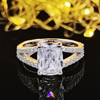 Tahke Reaalne 925 Sterling Hõbe Rõngad, Naiste Kujuline CZ Teemant Rõngad Luksuslik Valge Ring, Lõika Pulmad Engagement Ehted R1929bS