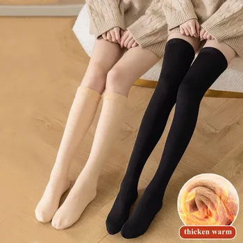 Talvel Paksenema Soe Naiste Sukad (Solid Color Termilise Pikad Sokid Naistele, Homewear Saapad Korrusel Magab Sokid Reie Kõrge Parempidises