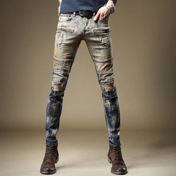 Tasuta Kohaletoimetamine Uus Meeste Mees Tänav, Hip-Hop Jeans Brändi Trend Retro Rooste Vana Denim Püksid korea Kerjus Püksid Püksid
