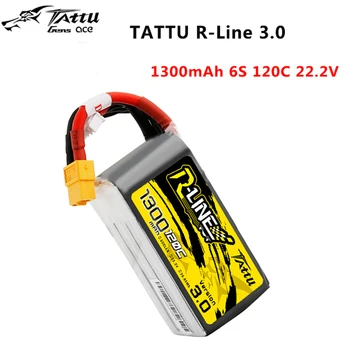 TATTU R-LINE Versioon 3.0 1300mAh 120C 22.2 V 6S Lipo Aku XT60 Pistiku jaoks RC Undamine FPV Racing Racer