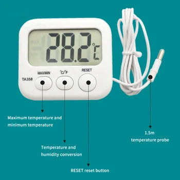 Termomeeter Digitaalne Thermo Temperatuur Meeter Kollektori Anduri Kaabel, Külmik Akvaariumi Köök Elektrooniline LCD-Max-Min