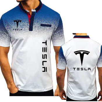 Tesla auto logo print Kalle Meeste Polo Särk puhtast puuvillast T-särk kvaliteetse suvel meeste riided liiga Meeste T-särk