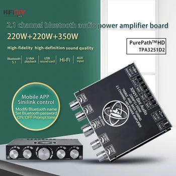TPA3251D2 5.0 Bluetooth 2.1 Channel Power Audio Stereo, Subwoofer, Võimendi Juhatuse 220WX2+350W TREBLE Bass märkus tuning AMP S350H