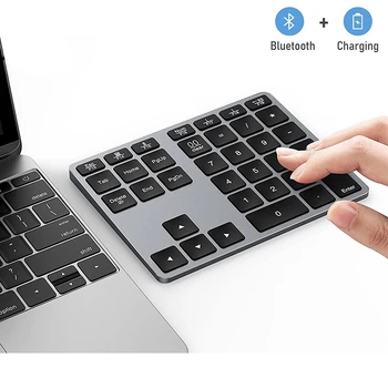 Traadita Bluetooth-Number Pad Sülearvuti Laetav numbriklaviatuur 35-Võtmed Alumiinium Numpad Klaviatuur Mac Windows