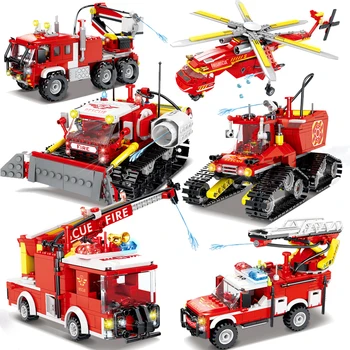 Tulekahju Politsei Võitlus Pääste-Veoautod Auto, helikopter ehitusplokid ühilduv Linna Tuletõrjuja Tellised lastele Mänguasjad, Jõulud