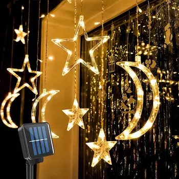Täht ja Kuu Solar LED String Tuled Aku Kardin Vanik USB Power Lamp Haldjas Tuled Väljas Aed Pulmad Jõulud Decor