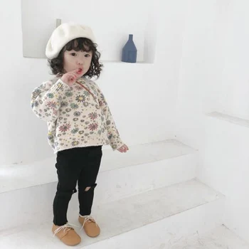 Tüdrukute Kampsun Beebi Mantel Outwear 2021 Elegantne Paksenema Soe Talv Sügis Kudumise Vabaaja-Suurpärase Top Puuvill Laste Clothin