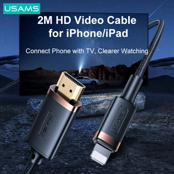 USAMS 2m 1080P Ultra HD Lightning-liides HDMI-Ühilduv Audio-Video Kaabel iPhone, iPad TV Box Displayer Sülearvuti VR Seadmed