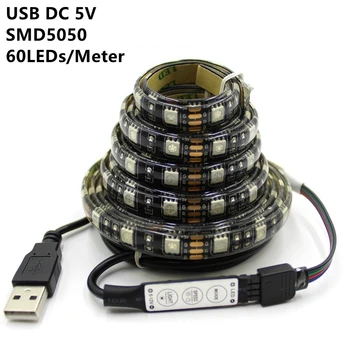 USB LED Riba 5V SMD5050 RGB Vahetatav LED TV Tausta Valgustus 50CM 1M 2M 3M 4M 5M DIY Paindlik LED Light