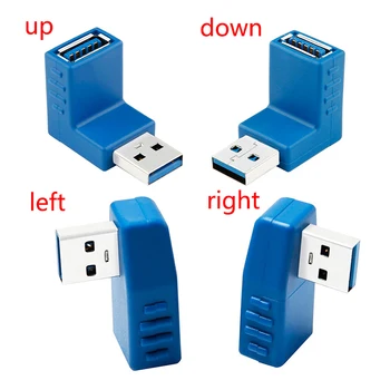 USB Pesa 2.0/3.0 90 Kraadise Vertikaalse Vasakule Paremale Üles Alla Nurk-USB-A Tüüpi Meeste ja Naiste M/F Konverteri Adapter Must/Sinine