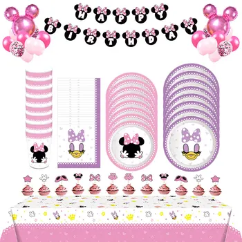 Uus Disney Roosa Minnie Mouse Teema Lapse Sünnipäeva Teenetemärgi Raamatu Cup Plaat Õnnelik Tüdrukud Teema Poole Baby Shower Pakkumise
