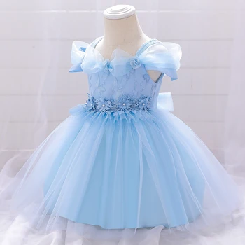 Uus Imiku Baby Girl Dress Kroonlehed Tülli Ristimine Kleidid Tüdrukute 1 Aasta Sünnipäeva Profileerimine Pool Pulm Beebi Riided