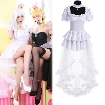 Uus Printsess Mononoke Cosplay Kostüüm Valge Koopa Kuningas Lolita Seksikas Kleit Ebaregulaarne Pits Kleit Halloween Carnival Väljamõeldud Varustus