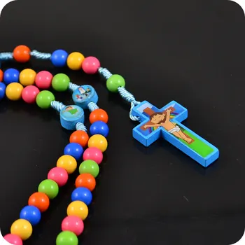 UUS Roosipärja Beads Peace JEESUSE Rist Ripats Kaelakee Laste Kid Tüdrukud Katoliku Mood Usuliste Ehted