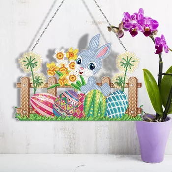 Uus Teemant Easter Bunny Maali Muna Pärg Kit Kunst, Käsitöö, Rhinestone Joonis Vanik Akrüül Kaunistused Ukse Seina Riputamise Decor