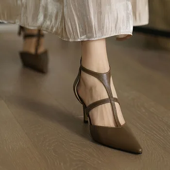 Uus temperament ööklubi stiilis mood Naiste Pumbad Rooma varba sandaalid stiletto pikad varba värviga kõrged kontsad