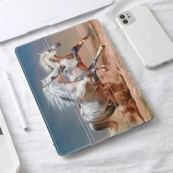 Valge Hobune Loomade Soft Case for iPad 10.9 Õhu 4 2020 Smart Cover for iPad 9.7 6. 10.2 8. Põlvkonna Mini 6 12.9 iPad Pro