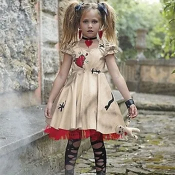 Vampiir Cosplay Tüdrukud Halloween Kostüüm Lapsed Pulma Nõid Voodoo Nukk Vaimu Pruut Flower Girl V-Kaelusel Pits Sisekujundus Kingitus