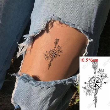 Veekindel Ajutine Tätoveering Kleebis Kompassi Nool Rooma Kella Lilled, Lapsed Käe Randme Vee Üleandmise Võltsitud Tatto Body Art Naised Mehed