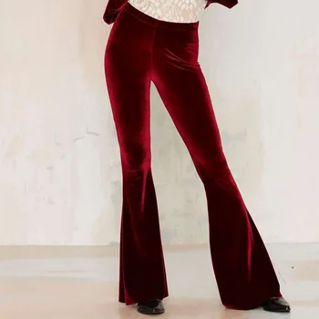 Velvet Gold Silk Venitada Sarv Mood Kõrge Vöökoht Püksid Daamid Elegantne 2021 Uus Daamid Suured Daamid Püksid Alt Naine Püksid