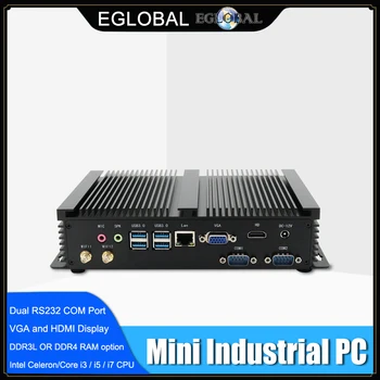 Ventilaatorita Tööstus-X86 Mini PC i7-8565U i5-8250U 7*24 Töötav 2*RS232 HDMI, VGA 1*Lan 7*USB WiFi Alumiinium Karm Itx Arvuti