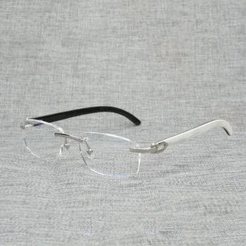 Vintage Puit Square Selge Prillid Meestele Loomulik Härja Sarve Mõõdus Rimless Klaasid Raami Naiste Lugemine Optiline Ovaalne Oculos