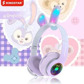 Välgu Valgust Armas Jänes Wireless Bluetooth Headset Stereo Kokkuvolditavad Kõrvaklapid koos Mikrofoniga TF Kaart Muusika Kõrvaklapid Lapsed Tüdrukud Kingitused