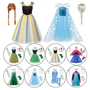Väljamõeldud Printsess Anna Elsa Poole Tüdrukute Kleit Lume Kuninganna Kroonimine Kleit Lapse 2019 Uus Elza Riided Halloween Cosplay Costum