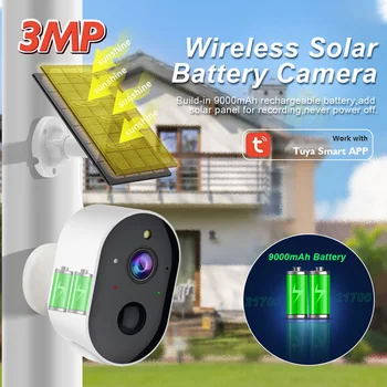 Väljas Wireless Solar Kaamera 3MP Tuya Järelevalve HD NightVision koos 21700 Aku Cam Wifi Home Security Laetav Kaamera