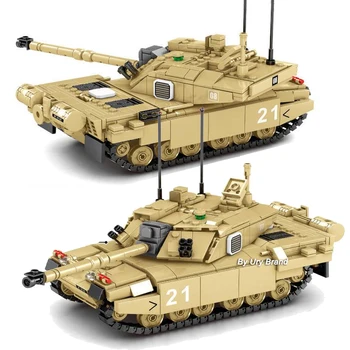 WW2 Armee Tank Sõjalise MBT M1A2 Abrams FV 4034 Challenger-2 Tykki Vankris Komplekti Sõdurid ehitusplokid Mänguasjad Poistele Kingitusi