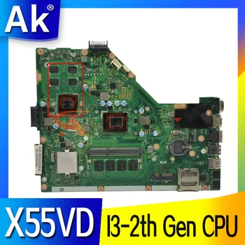 X55VD Sülearvuti emaplaadi ASUS X55VD X55V X55C X55VDR Sülearvuti emaplaadi emaplaadi I3-2. Gen PROTSESSOR 4GB RAM 2GB