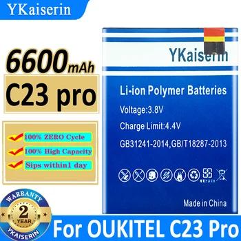 YKaiserin Asendamine Aku C23 Pro 6600mAh Jaoks OUKITEL C 23 Pro C23Pro Bateria