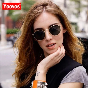 Yoovos 2021 Ümmargune Peegel Päikeseprillid Naistele Brändi Disainer Metallist Vintage päikeseprillid Naiste Klassikaline Oculos De Sol Gafas UV400